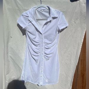 Collared white button up dress